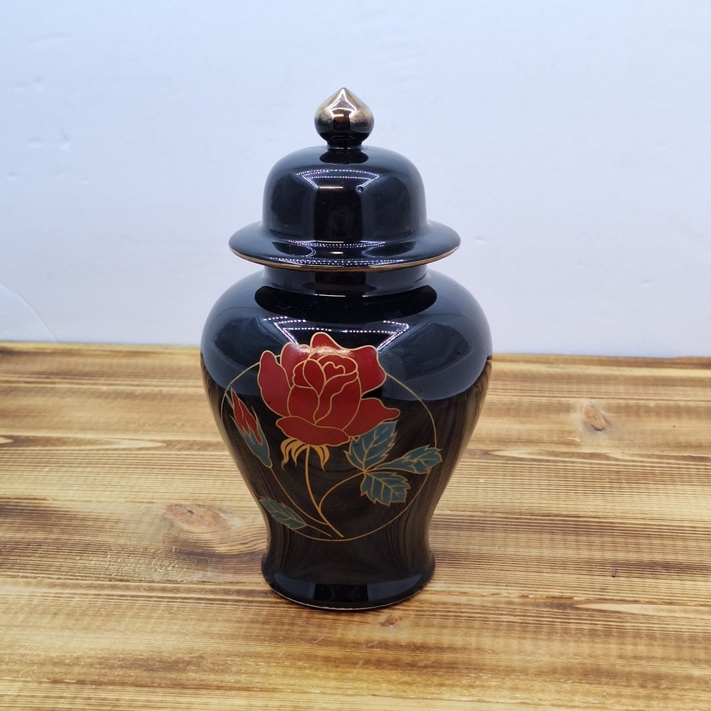 Crimson Rose japan Ginger‎ Jar 6' Black Red